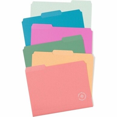 U Brands 1/3 Tab Cut Letter Organizer Folder - 1/2&quot; Expansion - Assorted Position Tab Position - Poly, Polypropylene - Assorted - 0% Recycled - 24 / Pack