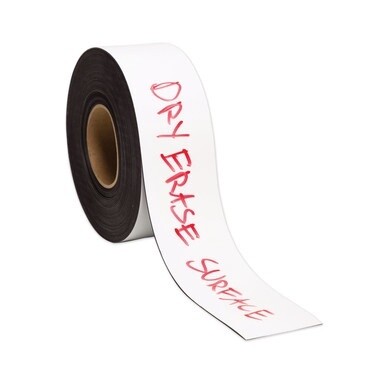 Dry Erase Magnetic Tape Roll, 3&quot; x 50 ft, White