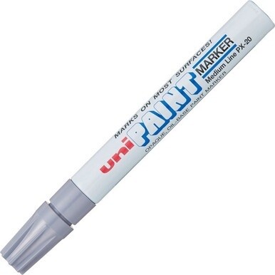 uni&amp;reg; uni-Paint PX-20 Oil-Based Paint Marker - Medium Marker Point - Metallic Silver Oil Based Ink - Silver Barrel - 1 Each
