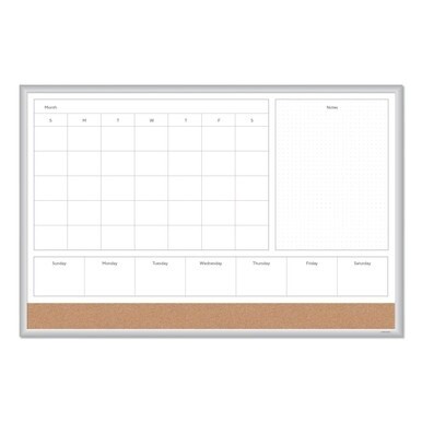 4N1 Magnetic Dry Erase Combo Board, 35 x 23, Tan/White Surface, Silver Aluminum Frame