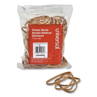 Rubber Bands, Size 32, 0.04&quot; Gauge, Beige, 4 oz Box, 205/Pack