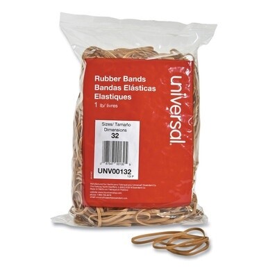 Rubber Bands, Size 32, 0.04&quot; Gauge, Beige, 1 lb Box, 820/Pack