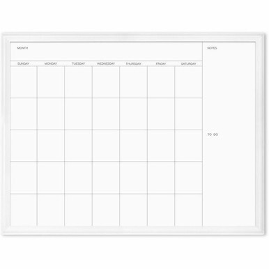 U Brands Magnetic Dry Erase Calendar - 30&quot; (2.5 ft) Width x 40&quot; (3.3 ft) Height - White Painted Steel Surface - White Wood Frame - Rectangle - Horizontal - 1 Each