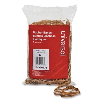 Rubber Bands, Size 33, 0.04&quot; Gauge, Beige, 1 lb Box, 640/Pack