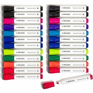 U Brands Dry-erase Markers - Bold Marker Point - Assorted - 1 Pack