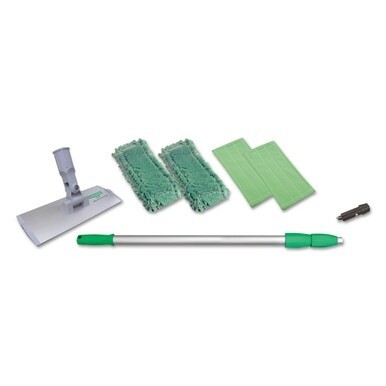 SpeedClean Window Cleaning Kit, Aluminum, 72&quot; Extension Pole, 8&quot; Pad Holder, Silver/Green