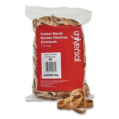 Rubber Bands, Size 84, 0.04&quot; Gauge, Beige, 1 lb Box, 155/Pack
