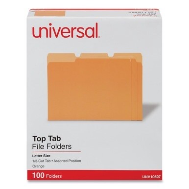 Deluxe Colored Top Tab File Folders, 1/3-Cut Tabs: Assorted, Letter Size, Orange/Light Orange, 100/Box