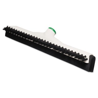 Sanitary Brush with Squeegee, Black Polypropylene Bristles, 18&quot; Brush, Moss Plastic Handle