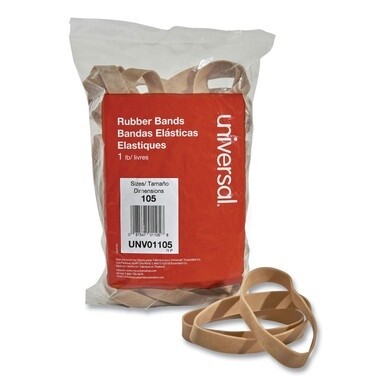 Rubber Bands, Size 105, 0.06&quot; Gauge, Beige, 1 lb Box, 55/Pack