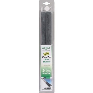 Unger ErgoTec 12&quot; Soft Rubber Squeegee Blades - 12&quot; Length - Long Lasting, Streak-free - Rubber - 12 / Pack - Black