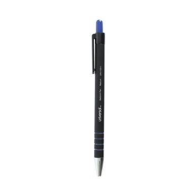 Ballpoint Pen, Retractable, Medium 1 mm, Blue Ink, Blue Barrel, Dozen