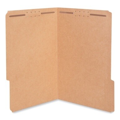 Reinforced Top Tab Fastener Folders, 0.75&quot; Expansion, 2 Fasteners, Legal Size, Brown Kraft Exterior, 50/Box