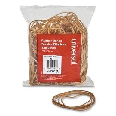 Rubber Bands, Size 19, 0.04&quot; Gauge, Beige, 4 oz Box, 310/Pack