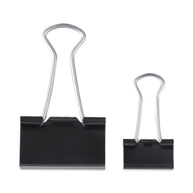 Binder Clips with Storage Tub, (50) Small (0.75&quot;), (10) Medium (1.25&quot;), Black/Silver