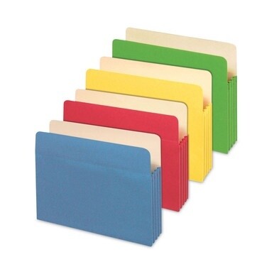 Redrope Expanding File Pockets, 3.5&quot; Expansion, Letter Size, Assorted Colors, 5/Box