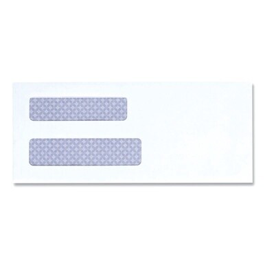 Double Window Business Envelope, #8 5/8, Square Flap, Gummed Closure, 3.63 x 8.88, White, 500/Box