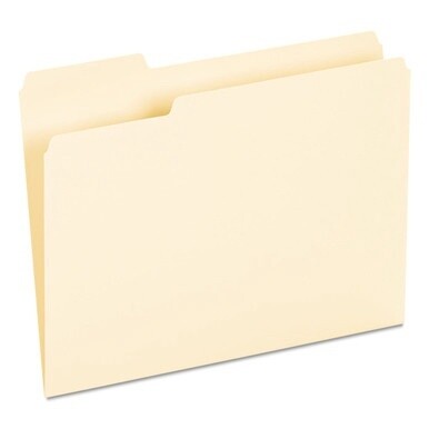 Interior File Folders, 1/3-Cut Tabs: Assorted, Letter Size, 9.5-pt Manila, 100/Box