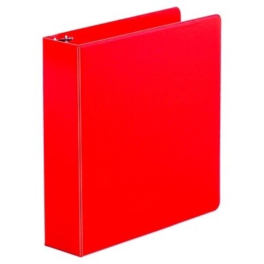 Economy Non-View Round Ring Binder, 3 Rings, 2&quot; Capacity, 11 x 8.5, Red