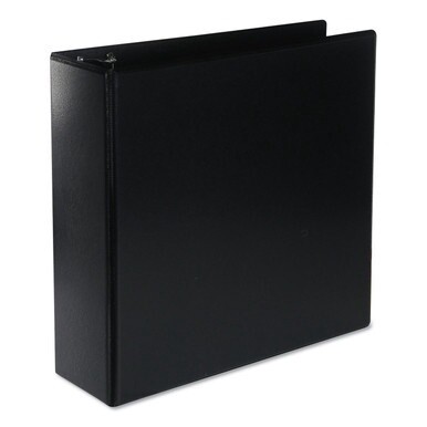 Deluxe Round Ring View Binder, 3 Rings, 3&quot; Capacity, 11 x 8.5, Black