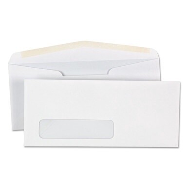 Open-Side Business Envelope, 1 Window, #10, Commercial Flap, Gummed Closure, 4.13 x 9.5, White, 500/Box