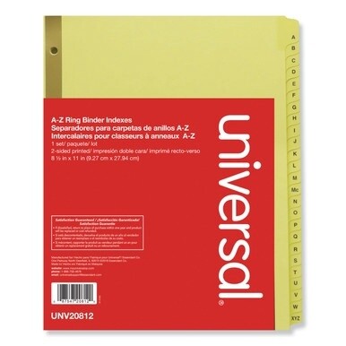 Deluxe Preprinted Plastic Coated Tab Dividers with Black Printing, 25-Tab, A to Z, 11 x 8.5, Buff, 1 Set