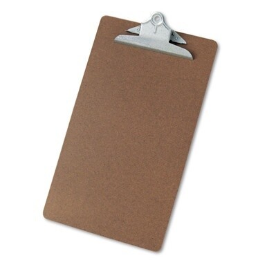 Hardboard Clipboard, 1.25&quot; Clip Capacity, Holds 8.5 x 14 Sheets, Brown