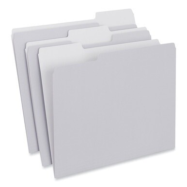 Top Tab File Folders, 1/3-Cut Tabs: Assorted, Letter Size, 0.75&quot; Expansion, Gray, 100/Box