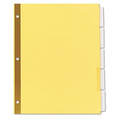 Deluxe Extended Insertable Tab Indexes, 5-Tab, 11 x 8.5, Buff, Clear Tabs, 6 Sets