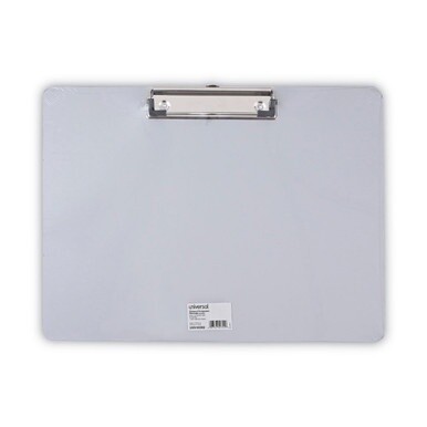 Plastic Brushed Aluminum Clipboard, Landscape Orientation, 0.5&quot; Clip Capacity, Holds 11 x 8.5 Sheets, Silver