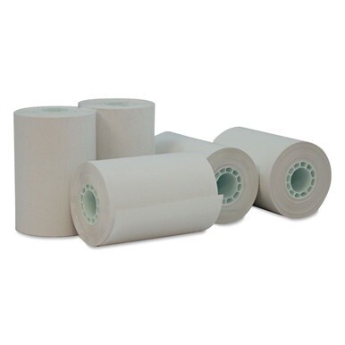 Direct Thermal Print Paper Rolls, 0.5&quot; Core, 2.25&quot; x 55 ft, White, 50/Carton