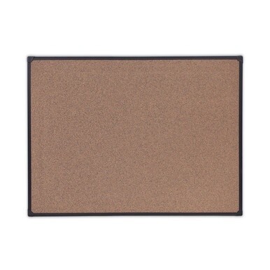 Tech Cork Board, 48 x 36, Brown Surface, Black Aluminum Frame
