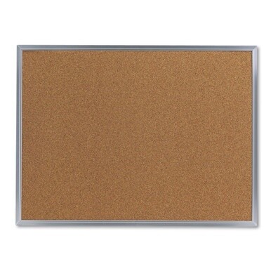 Cork Bulletin Board, 24 x 18, Tan Surface, Aluminum Frame