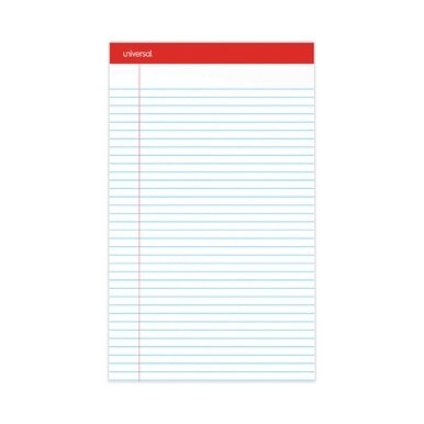 Perforated Ruled Writing Pads, Wide/Legal Rule, Red Headband, 50 White 8.5 x 14 Sheets, Dozen