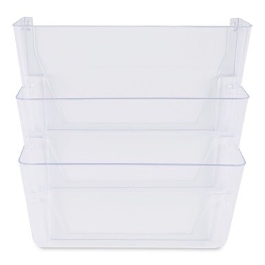 Wall Files, 3 Sections, Letter Size, 13" x 4" x 14", Clear, 3/Set