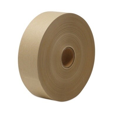 Gummed Kraft Sealing Tape, 3&quot; Core, 2&quot; x 600 ft, Brown, 12/Carton