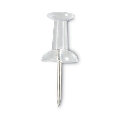Clear Push Pins, Plastic, Clear, 0.38&quot;, 400/Pack
