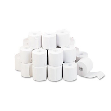 Impact and Inkjet Print Bond Paper Rolls, 0.5&quot; Core, 2.25&quot; x 130 ft, White, 100/Carton