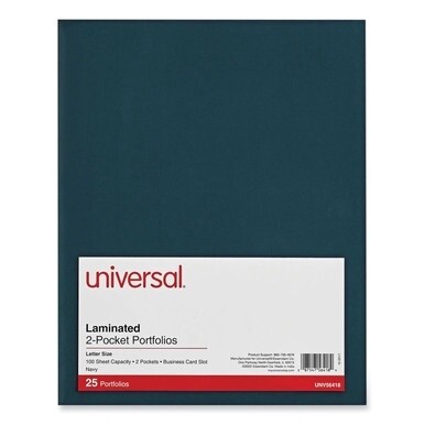 Laminated Two-Pocket Folder, Cardboard Paper, 100-Sheet Capacity, 11 x 8.5, Navy, 25/Box