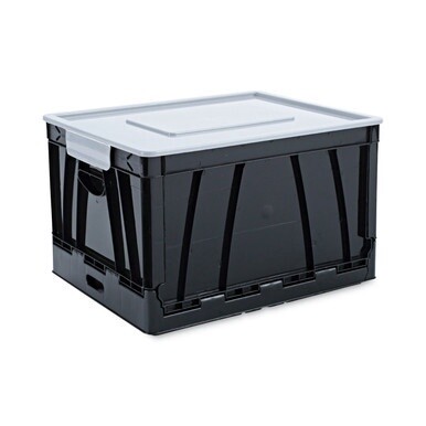 Collapsible Crate, Letter/Legal Files, 17.25&quot; x 14.25&quot; x 10.5&quot;, Black/Gray, 2/Pack