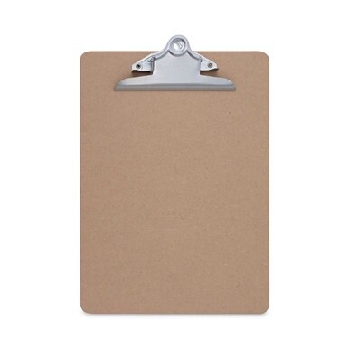 Hardboard Clipboard, 1.25" Clip Capacity, Holds 8.5 x 11 Sheets, Brown