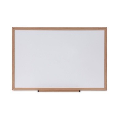 Deluxe Melamine Dry Erase Board, 36 x 24, Melamine White Surface, Oak Fiberboard Frame