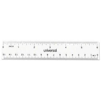 Clear Plastic Ruler, Standard/Metric, 6&quot; Long, Clear, 2/Pack