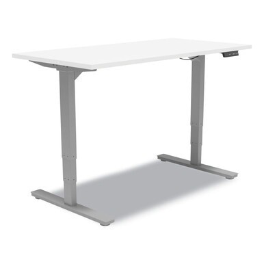 Essentials Electric Sit-Stand Desk, 55.1&quot; x 27.5&quot; x 25.9&quot; to 51.5&quot;, White/Aluminum