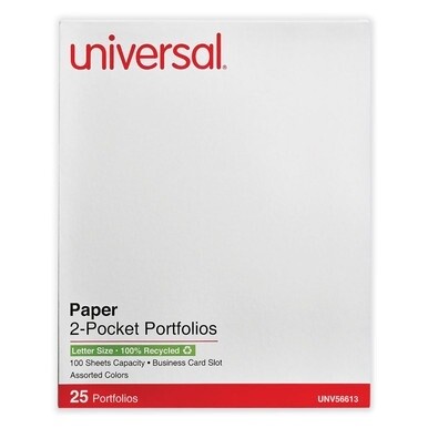 Two-Pocket Portfolio, Embossed Leather Grain Paper, 11 x 8.5, Assorted Colors, 25/Box