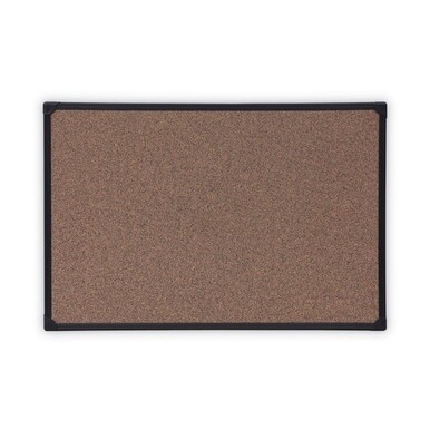Tech Cork Board, 36 x 24, Brown Surface, Black Plastic Frame