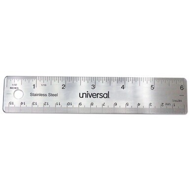 Stainless Steel Ruler, Standard/Metric, 6&quot; Long