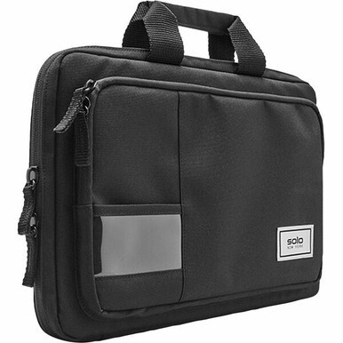 Solo Carrying Case for 11.6&quot; Chromebook, Notebook - Black - Drop Resistant, Bacterial Resistant, Water Resistant - Fabric Body - Handle - 1 Each
