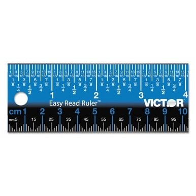Easy Read Stainless Steel Ruler, Standard/Metric, 18&quot;.25 Long, Blue