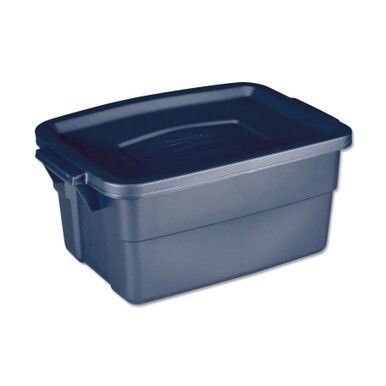 Roughneck Storage Box, 3 gal, 10.63&quot; x 15.69&quot; x 7&quot;, Dark Indigo Metallic